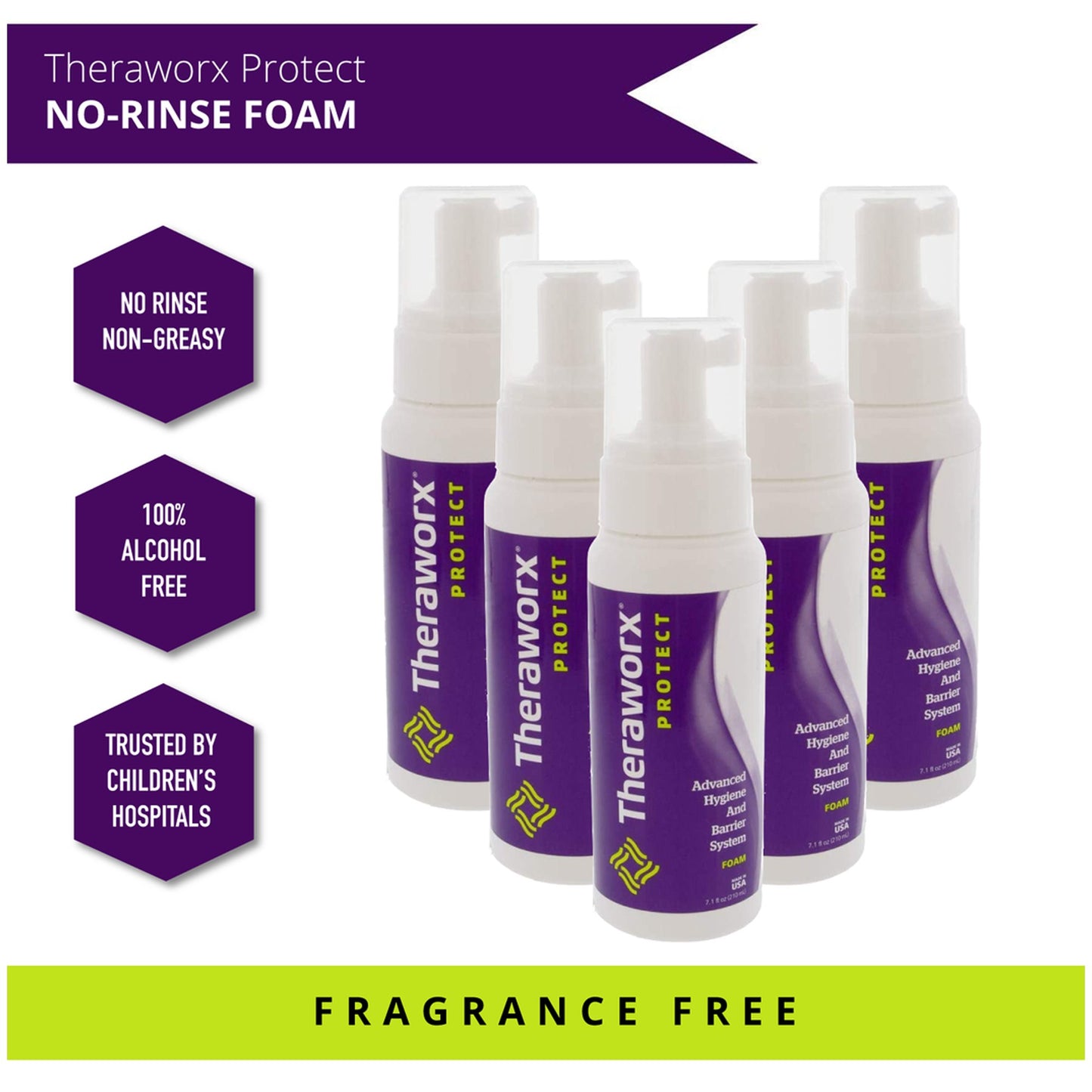 Theraworx® Protect Advanced Hygiene and Barrier System Rinse-Free Skin Cleanser with Silver Foaming 7.1 oz. Pump Bottle Lavender Scent (798262_EA)