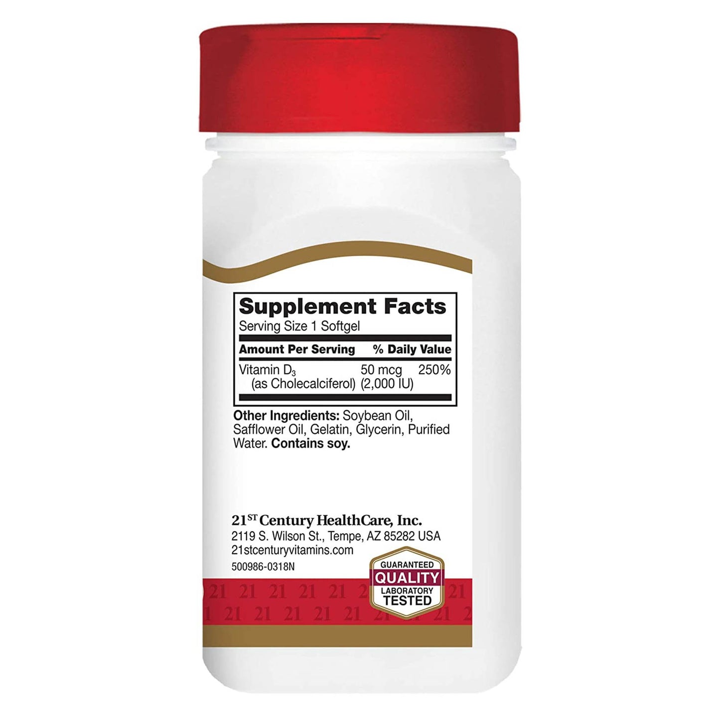 21st Century® Vitamin Supplement Vitamin D 2,000 IU Strength Tablet 110 per Bottle (852701_BT)