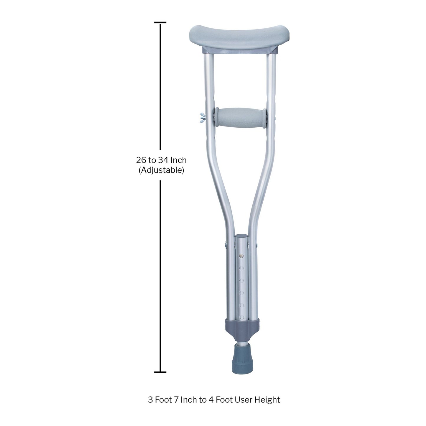 McKesson Underarm Crutches Pediatric 3 Foot 7 Inch to 4 Foot User Height Aluminum Frame 175 lbs. Weight Capacity (1093022_CS)