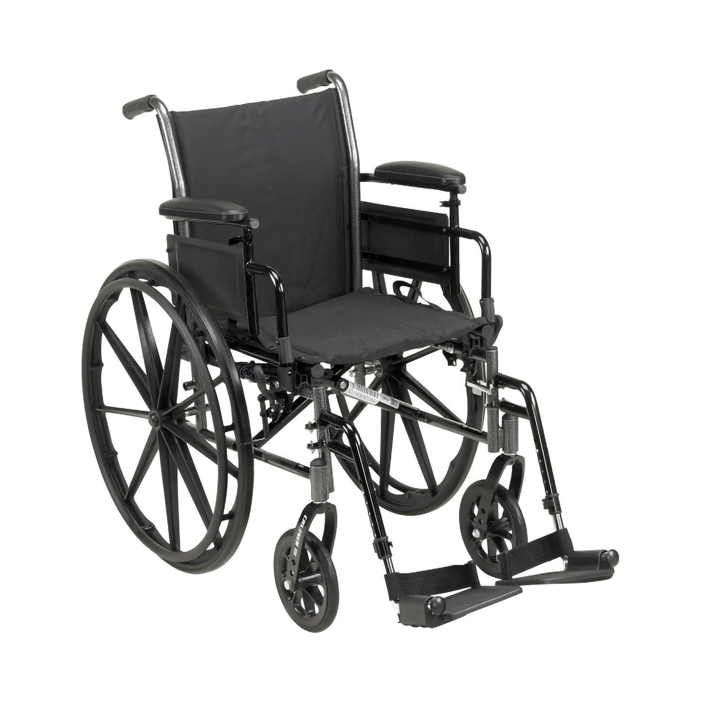 McKesson Lightweight Wheelchair Dual Axle Desk Length Arm Elevating Legrest Black Upholstery 20 Inch Seat Width Adult 300 lbs. Weight Capacity (1128897_EA)