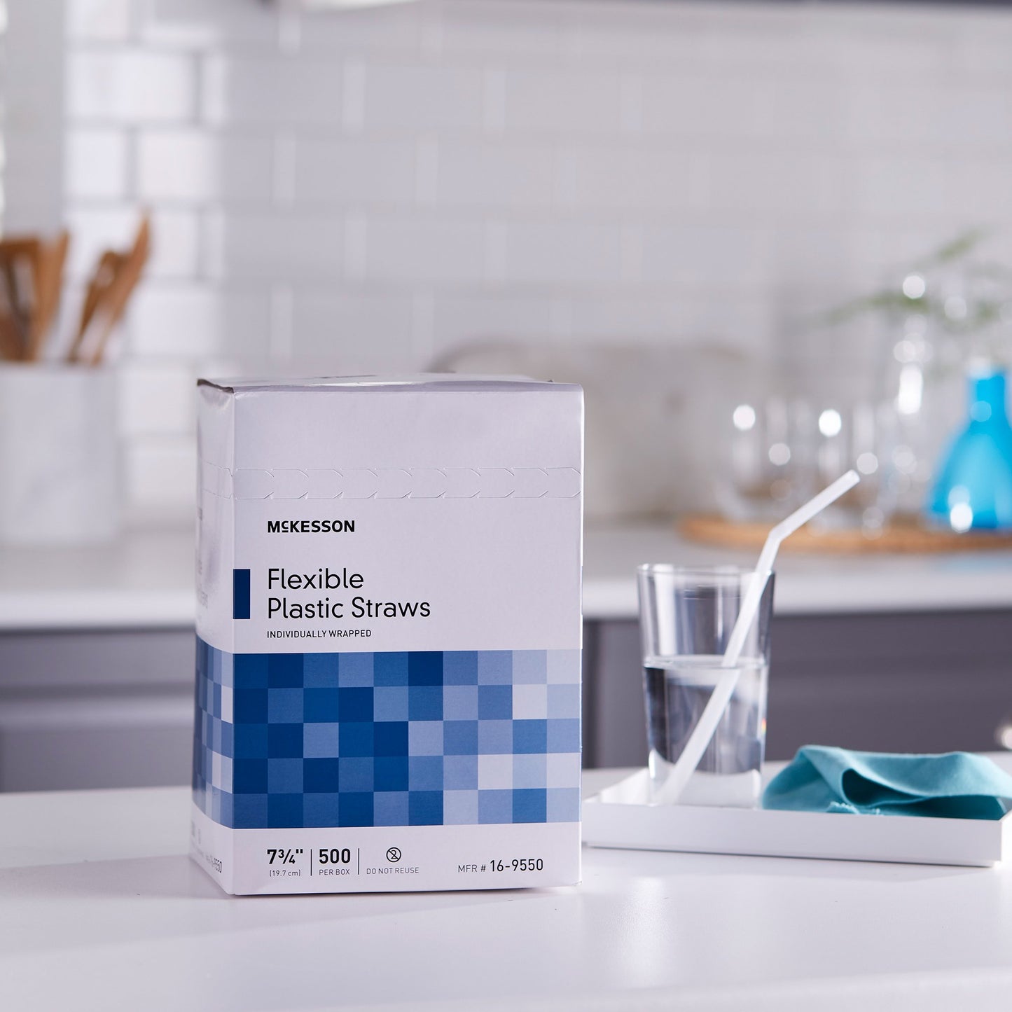 McKesson Flexible Drinking Straw 7-3/4 Inch Length White Individually Wrapped (485517_CS)