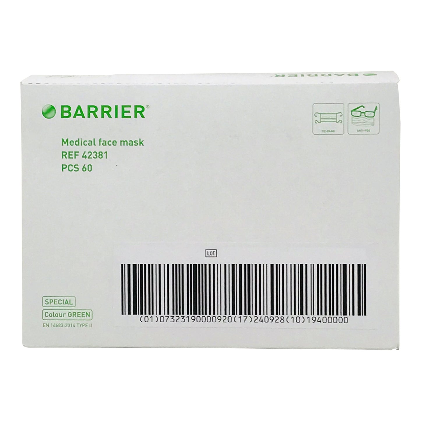Barrier® Special Surgical Mask Anti-fog Not Rated Tie Closure One Size Fits Most (822940_CS)