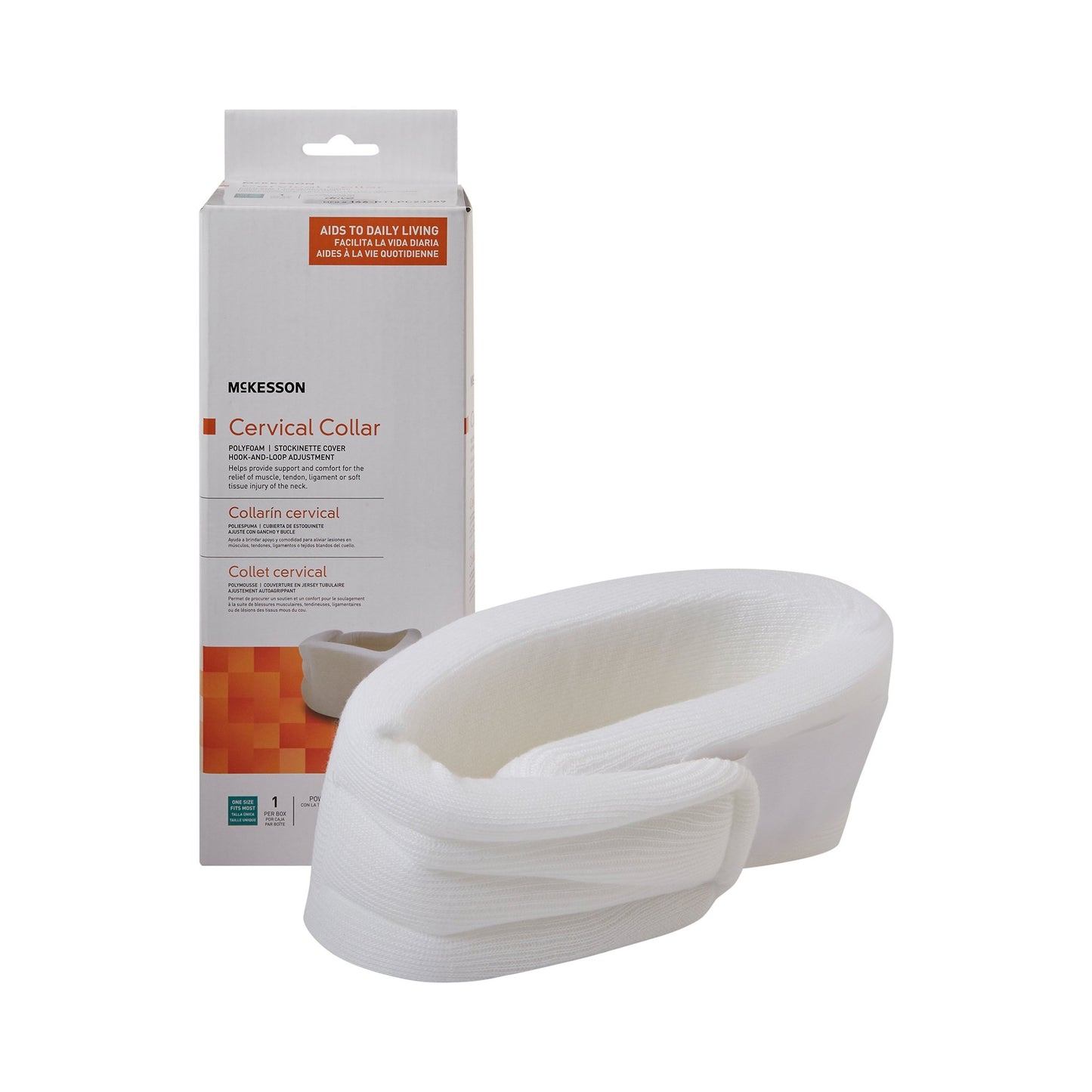 McKesson Cervical Collar Soft Density Adult Large One-Piece 3-3/4 Inch Height 22 Inch Length 19 to 22 Inch Neck Circumference (1103361_EA)