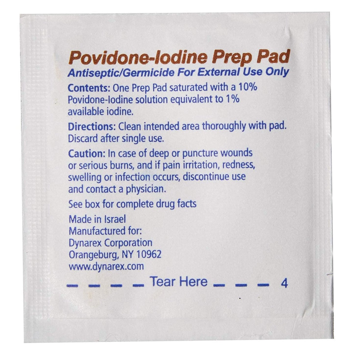 Dynarex® PVP Prep Pad 10% Strength Povidone-Iodine Individual Packet Medium NonSterile (632679_EA)