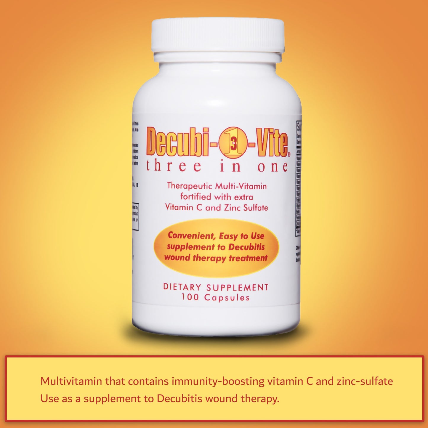 Decubivite® Three In One Multivitamin Supplement Vitamin / Minerals 500 mg Strength Capsule 100 per Bottle (772098_BT)