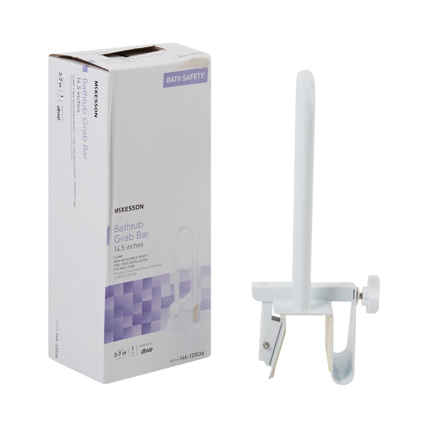 McKesson Bathtub Grab Bar White Steel (1065239_EA)