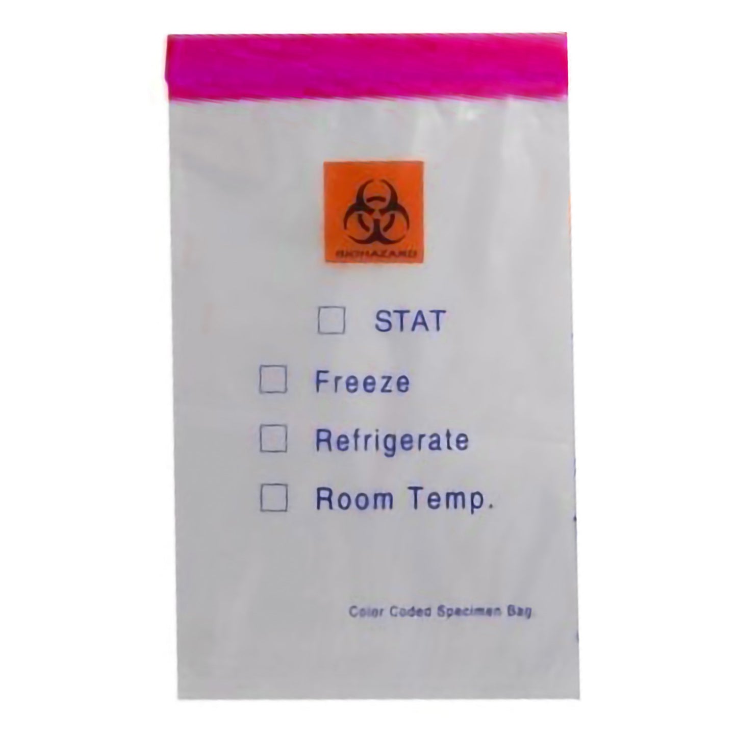 Color Coded Top Specimen Transport Bag with Document Pouch 6 X 9 Inch Zip Closure STAT / Biohazard Symbol / Storage Instructions NonSterile (459852_PK)