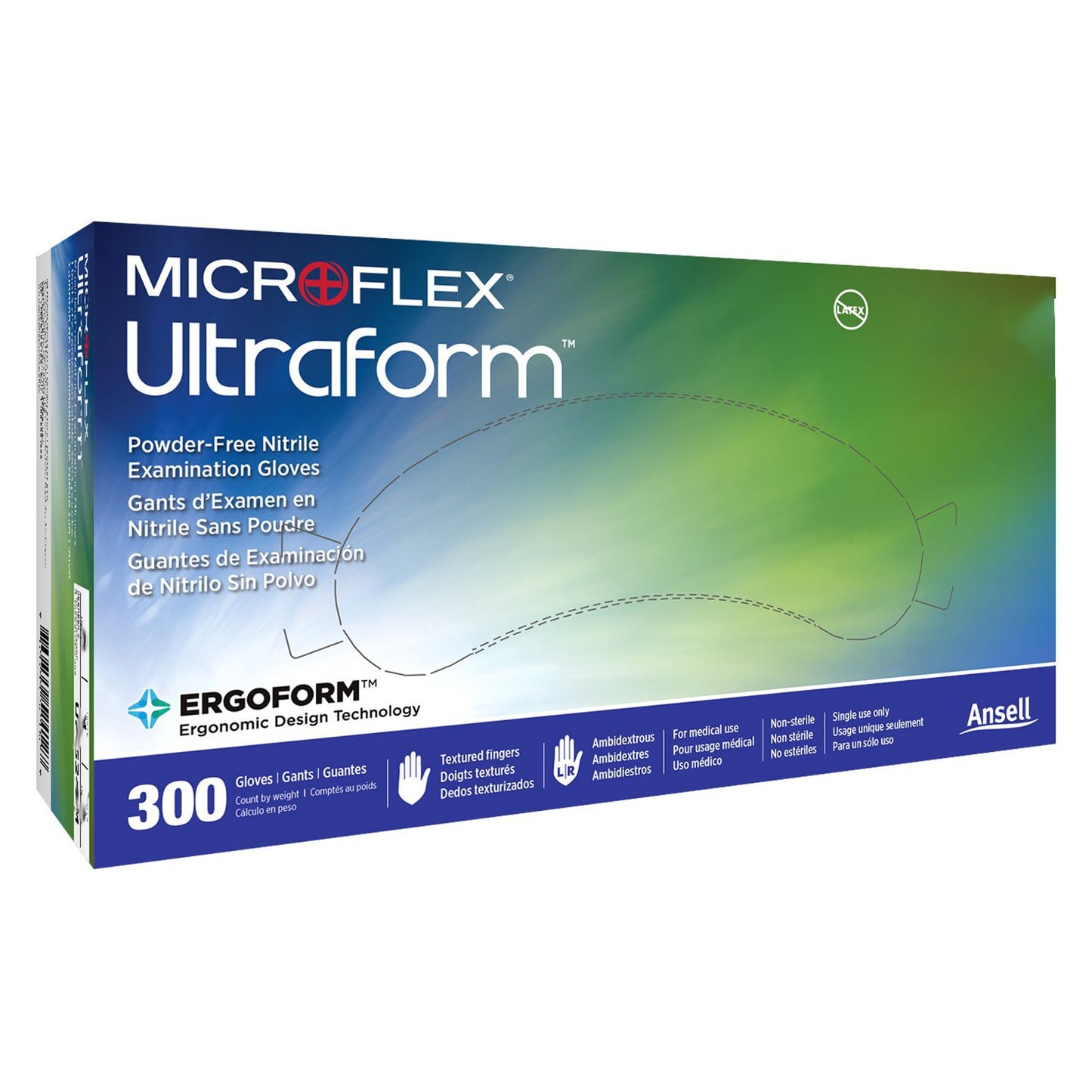 Ultraform® Exam Glove Large NonSterile Nitrile Standard Cuff Length Textured Fingertips Blue Not Rated (816798_BX)