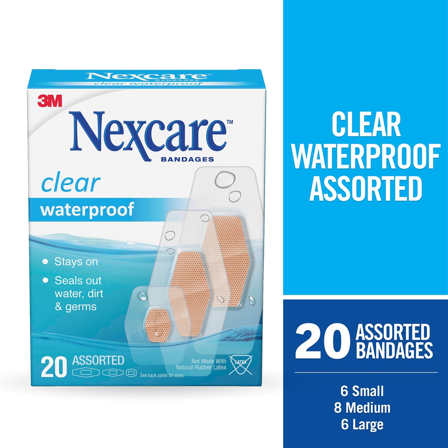 3M Nexcare™ Adhesive Strip 7/8 X 1-1/16 Inch / 1-1/4 X 2-1/2 Inch / 1-1/16 X 2-1/4 Inch Plastic Rectangle Sheer Sterile (723770_BX)
