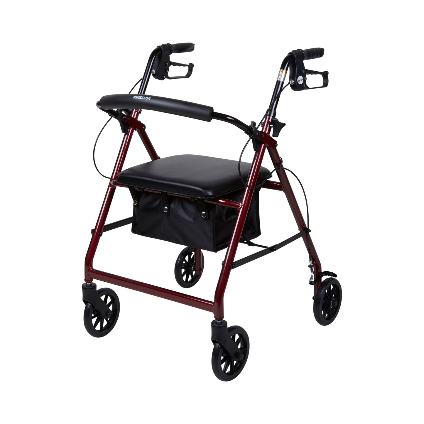 McKesson 4 Wheel Rollator Red Adjustable Height / Folding Aluminum Frame (1065263_EA)
