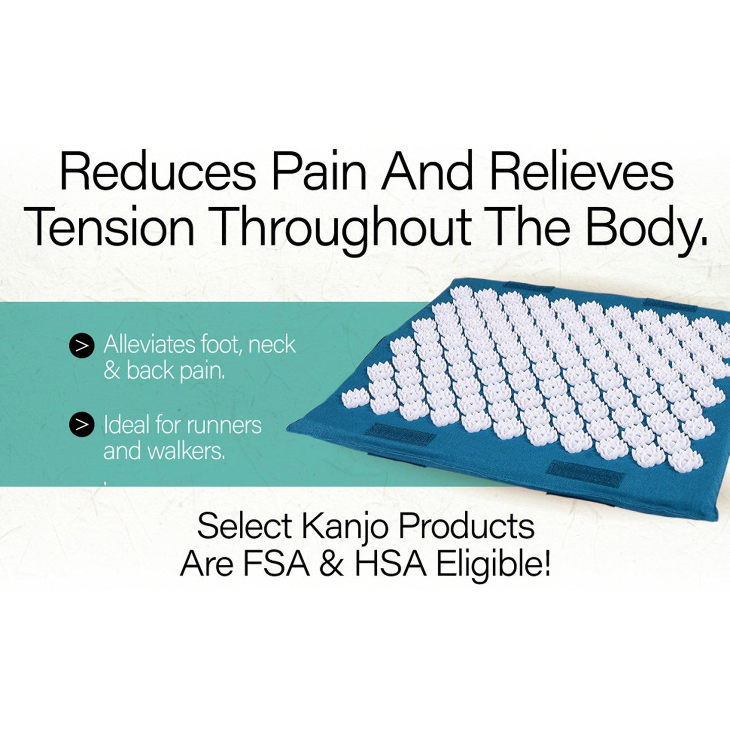 Kanjo Acupressure Foot Mat Sapphire / White Cotton-Linen Fabric / Memory Foam / Plastic 14 X 16 Inch (1236437_EA)