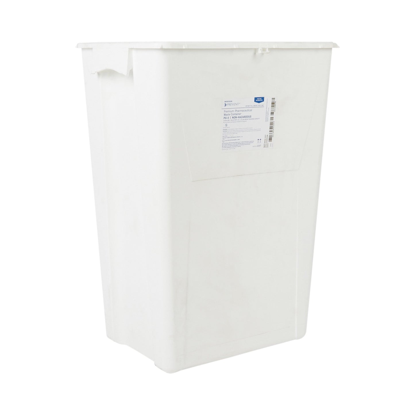 McKesson Prevent® Pharmaceutical Waste Container White Base 24-3/5 H X 17-3/10 W X 13 L Inch Vertical Entry 18 Gallon (1011863_CS)