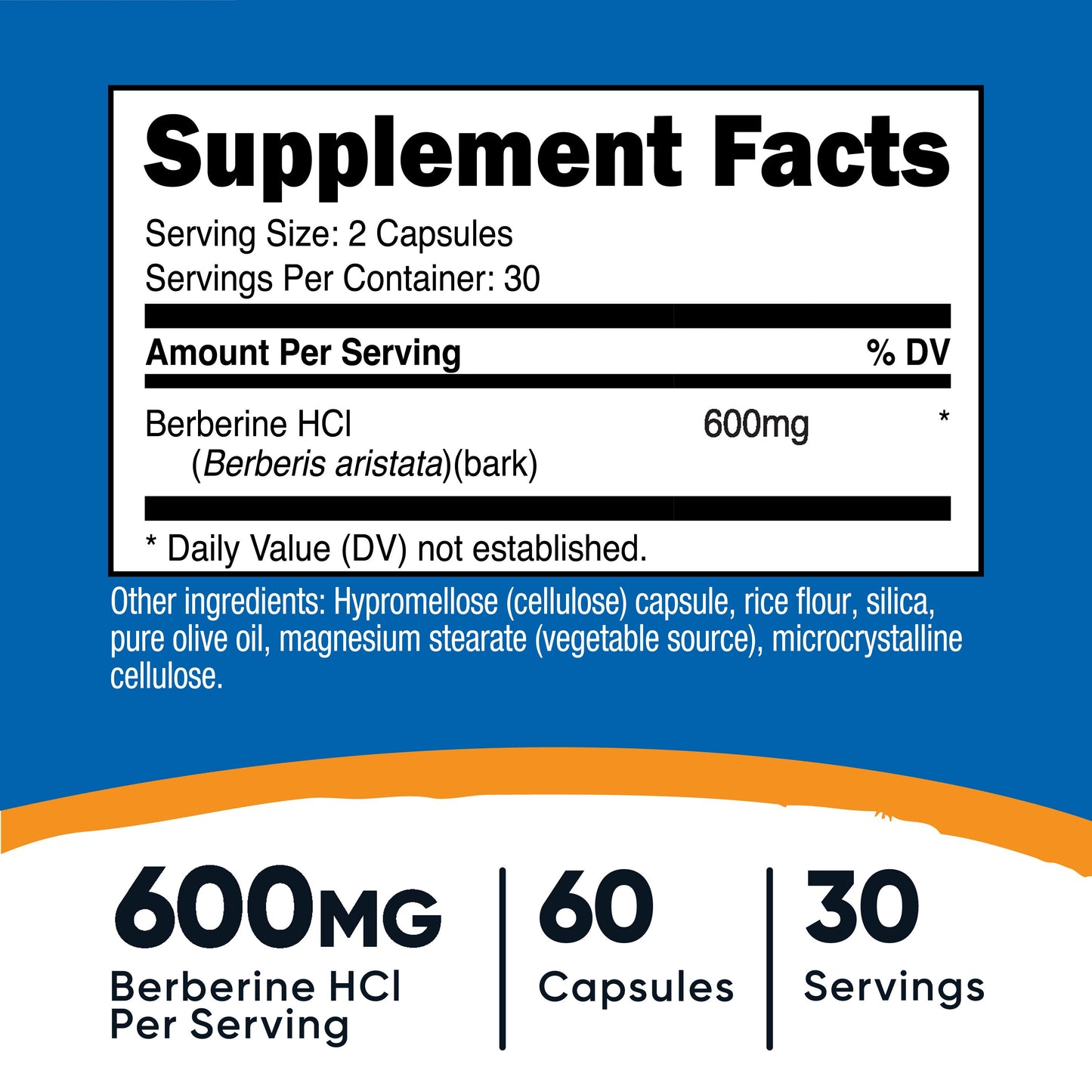 nutricost® Dietary Supplement Berberine 600 mg Strength Capsule 60 Per Bottle (1270245_BT)