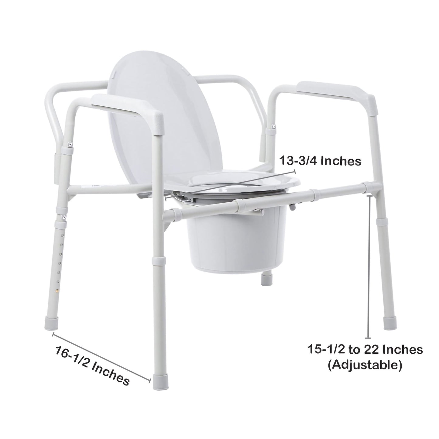 McKesson 3-in-1 Commode Chair Fixed Arms Steel Frame Back Bar 13-3/4 Inch Seat Width 650 lbs. Weight Capacity (1065225_EA)