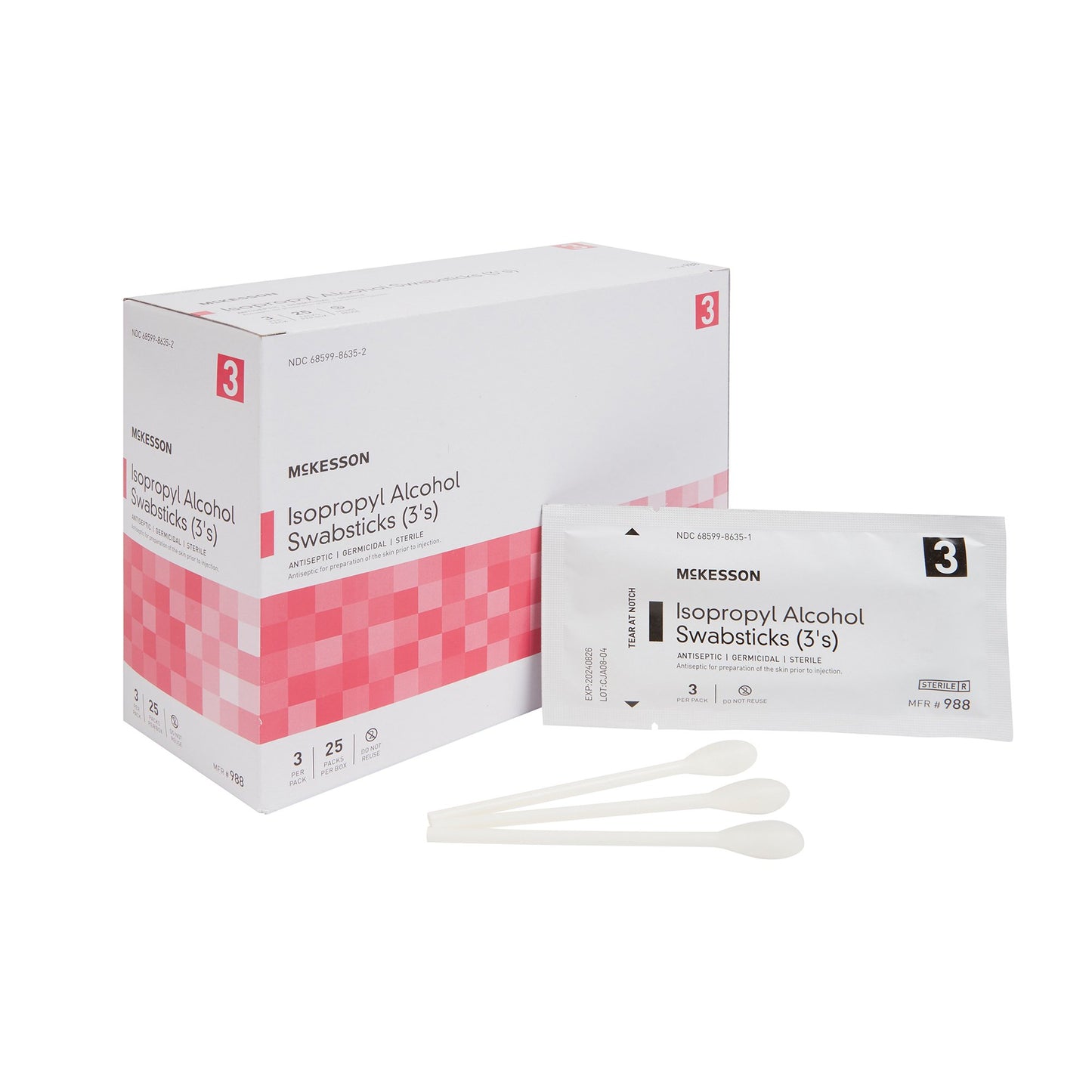 McKesson Impregnated Swabstick 70% Strength Isopropyl Alcohol Individual Packet Sterile (854754_PK)