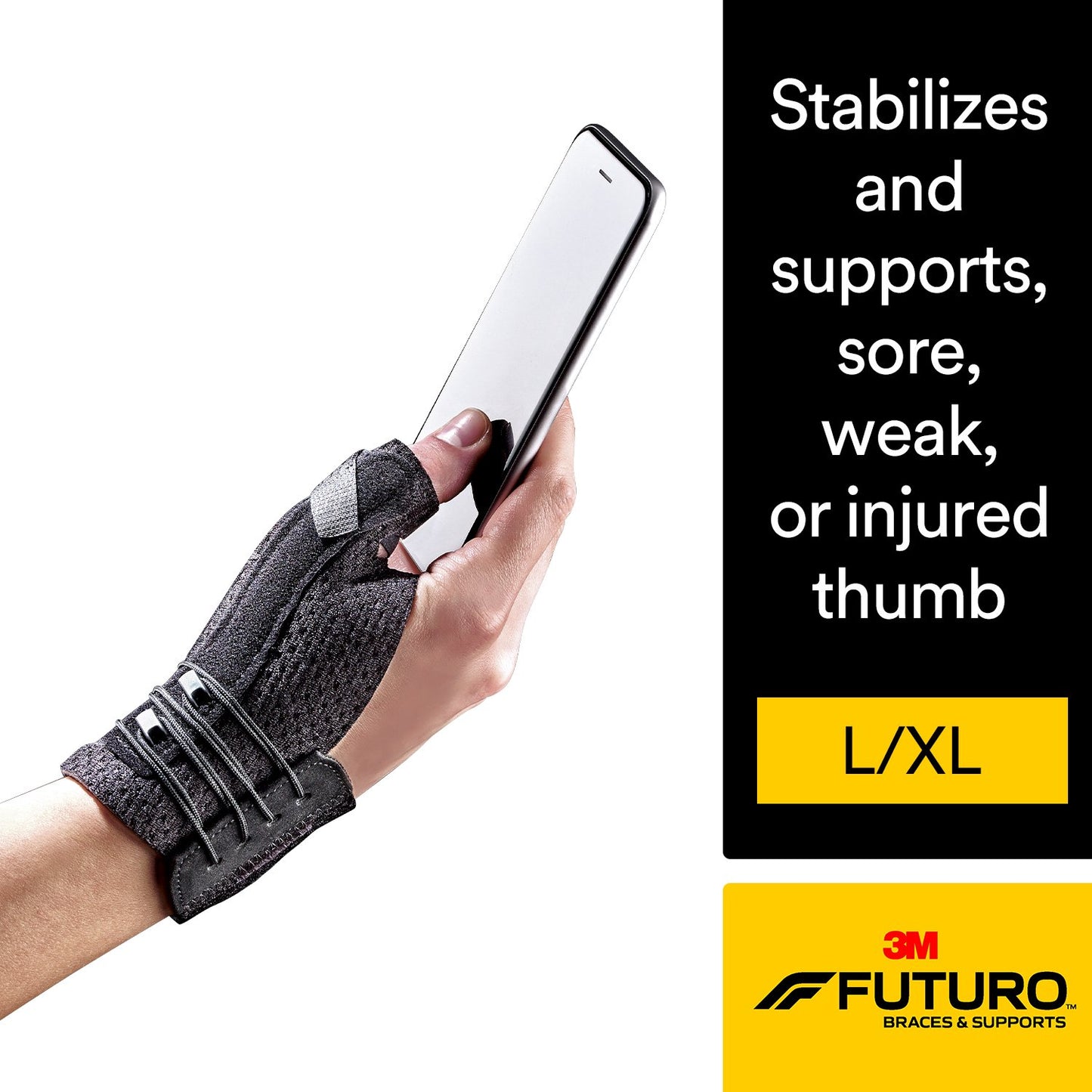 3M™ Futuro™ Deluxe Thumb Stabilizer Adult Large / X-Large Lacing System Left or Right Hand Black (1124573_EA)