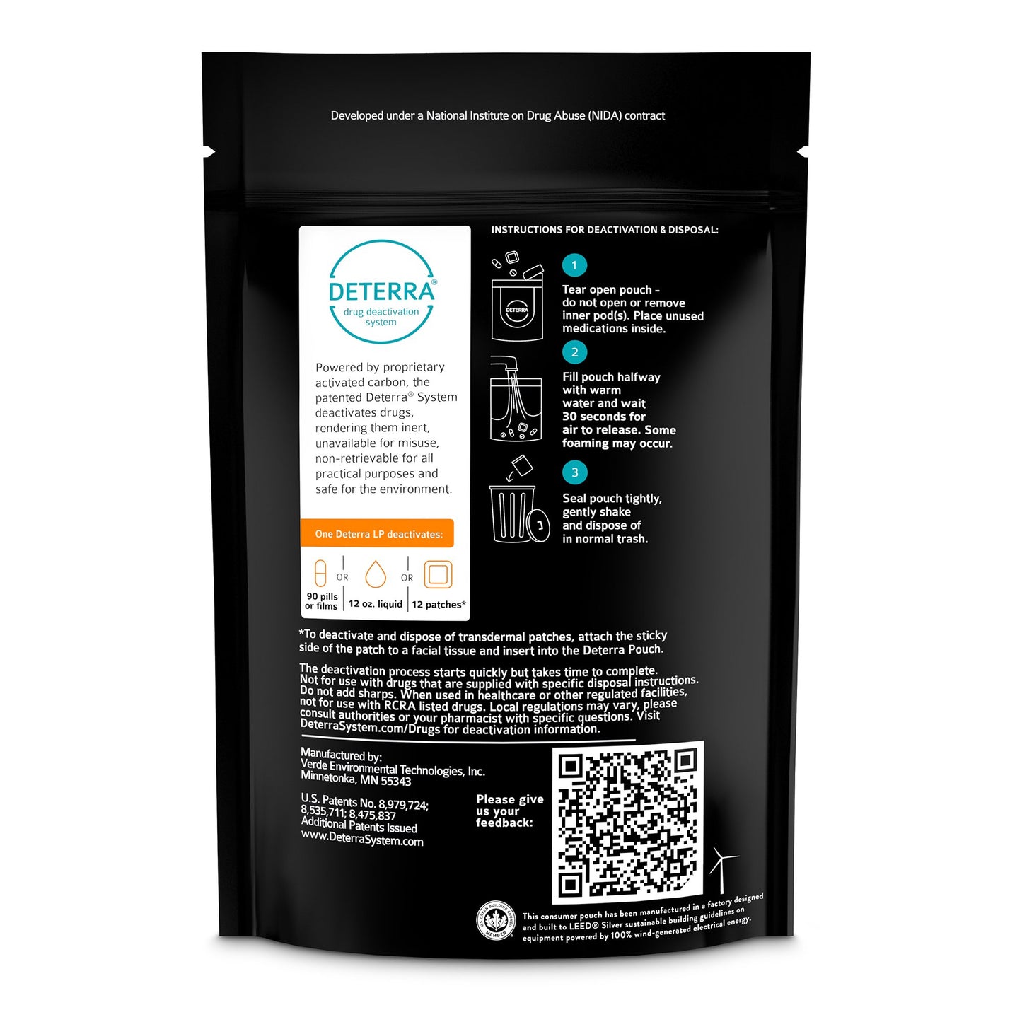 Deterra® Drug Disposal Pouch Large, 90 Pill or 12 Patch or 12 oz. Liquid Capacity (1178046_EA)