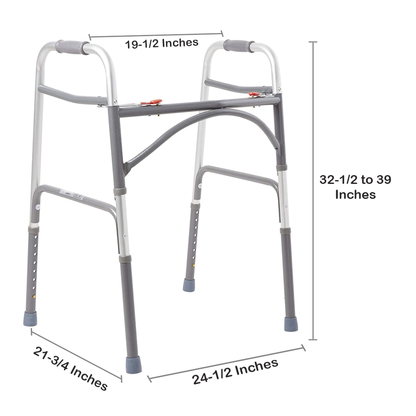 McKesson Bariatric Dual Release Folding Walker Adjustable Height Steel Frame 500 lbs. Weight Capacity 32-1/2 to 39 Inch Height (1065262_EA)