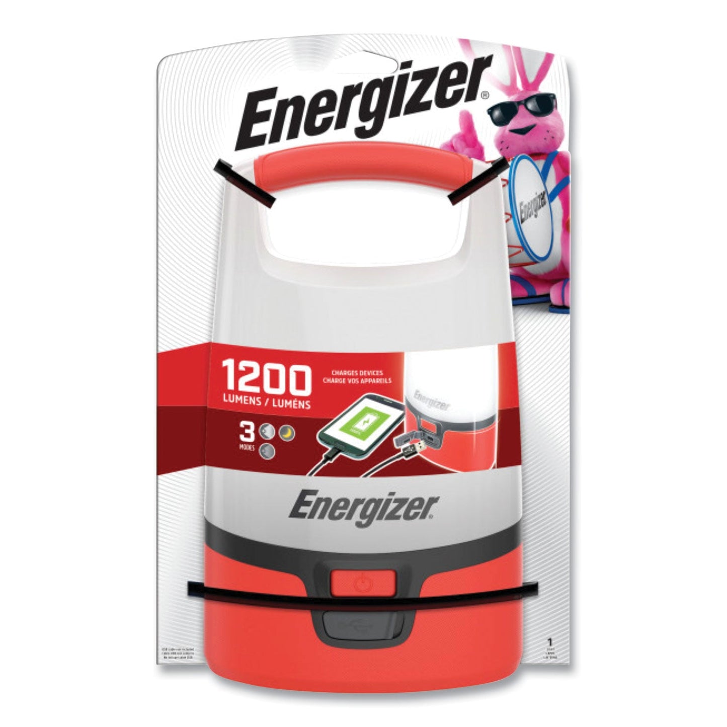 Energizer Vision LED USB Lantern, 4 D Batteries (Sold Separately), Red/White (EVEENALU451E)
