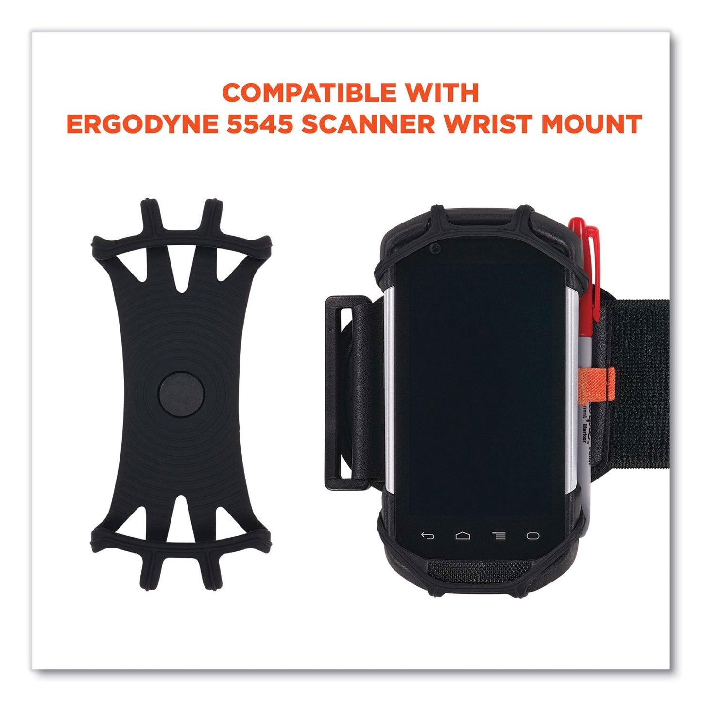Ergodyne Squids 5547 Scanner Wrist Mount Holder, 4 x 5 x 0.5, Plastic, Black (EGO19147)
