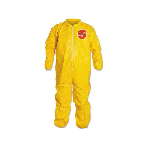 Extensis Tychem® 2000 Coverall, Serged Seams, Collar, Elastic Wrists and Ankles, Zipper Front, Storm Flap, Yellow, 2X-Large (251-QC125S-2XL)