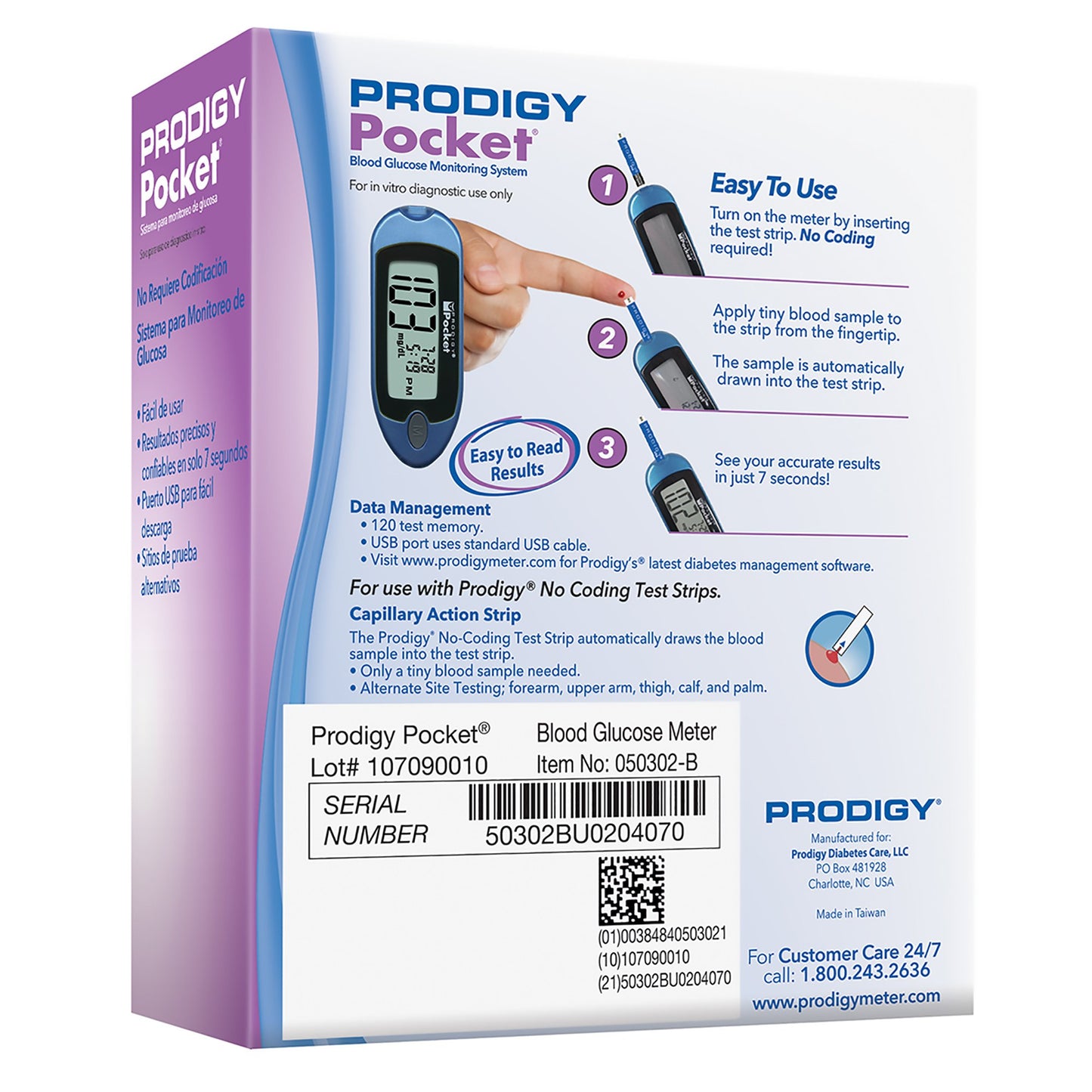 Prodigy Diabetes Care Blood Glucose Meter No Coding Required (1082215_EA)