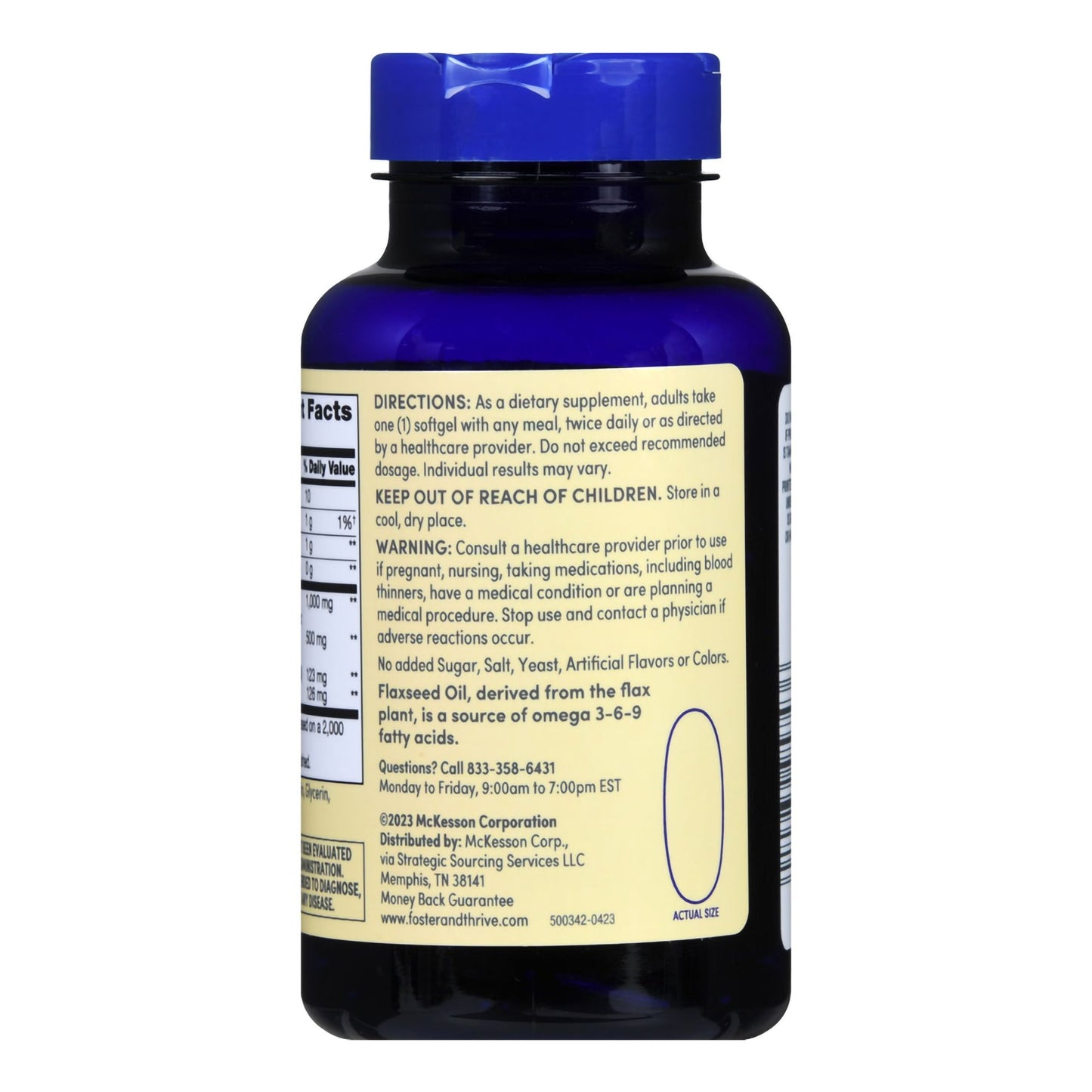 Foster & Thrive™ Dietary Supplement Flaxseed Oil 1,000 mg Strength Softgel 100 per Bottle (1238891_BT)