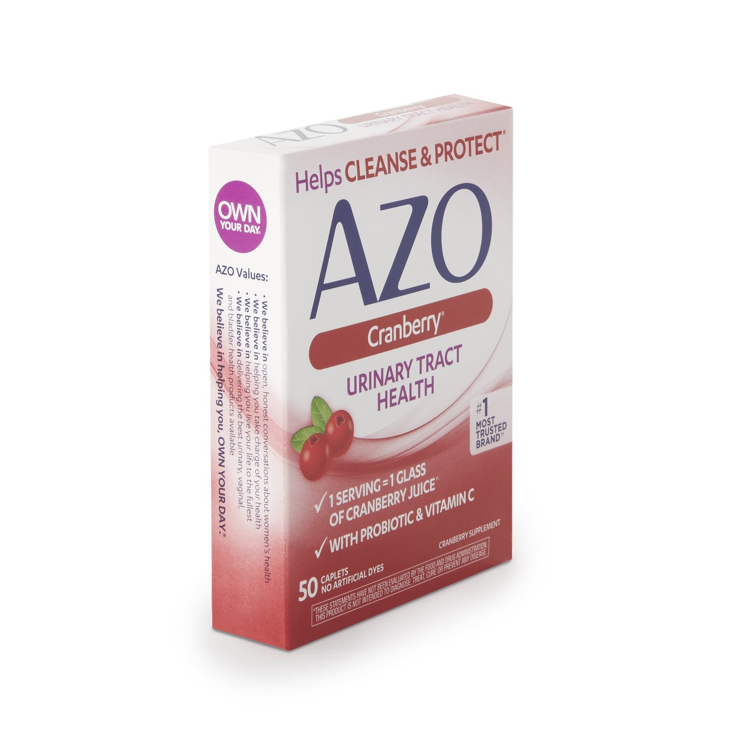 AZO® Urinary Pain Relief 60 mg - 110 mg - 500 mg - 30 mg Strength Vitamin C / Calcium / Cranberry / Bacillus Coagulans Tablet 50 per Box (884458_BX)