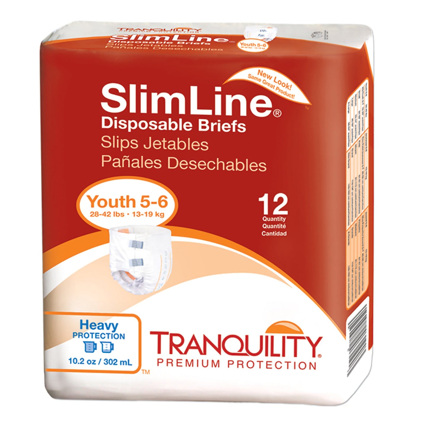 Tranquility® Slimline® Unisex Youth Incontinence Brief Size 5 to 6 Disposable Heavy Absorbency (695739_CS)