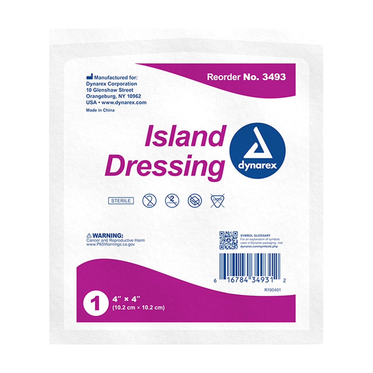 Dynarex Island Dressing 4 X 4 Inch Square Sterile (903643_BX)