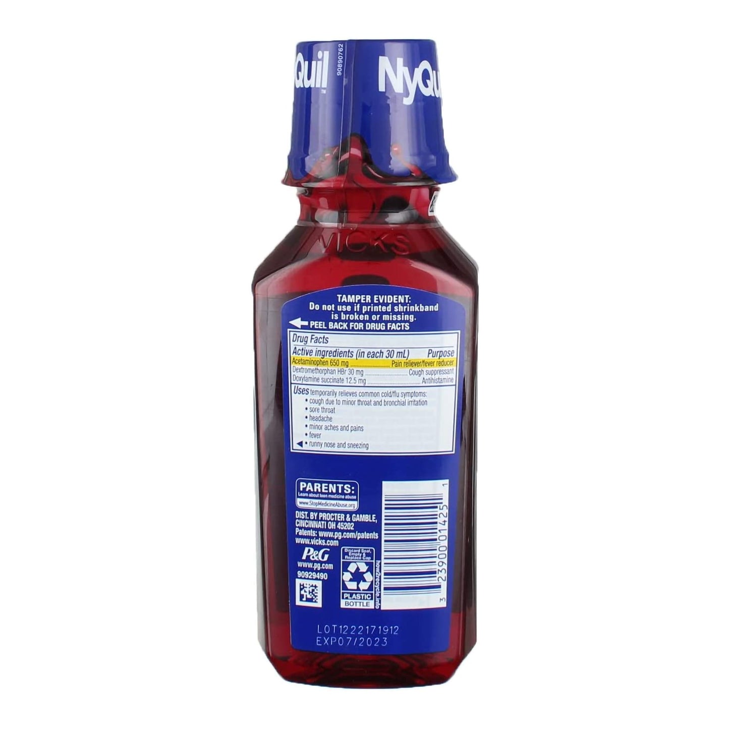 NyQuil® Cold & Flu Cold and Cough Relief 650 mg - 30 mg - 12.5 mg / 30 mL Strength Liquid 8 oz. (829817_EA)