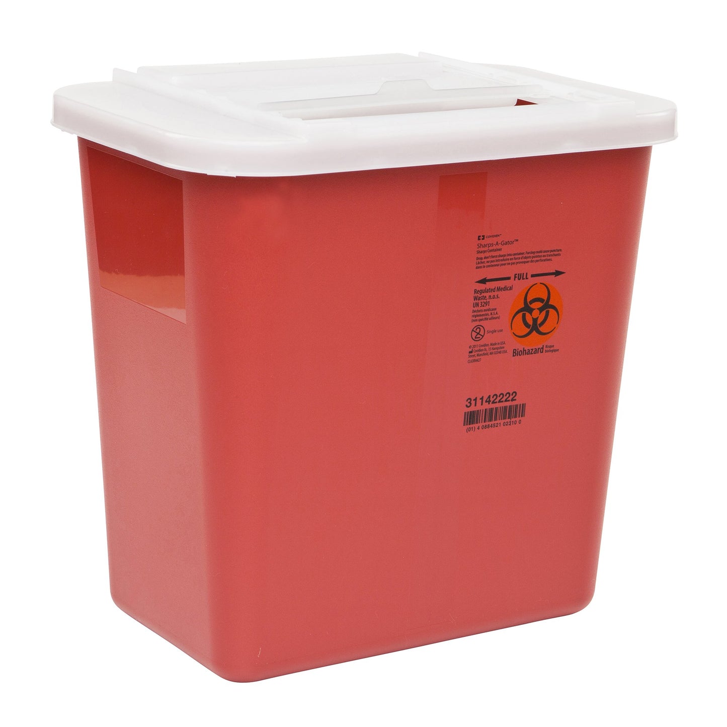 Sharps-A-Gator™ Sharps Container Red Base 10-1/4 H X 7 D X 10-1/2 W Inch Vertical Entry 2 Gallon (566144_EA)