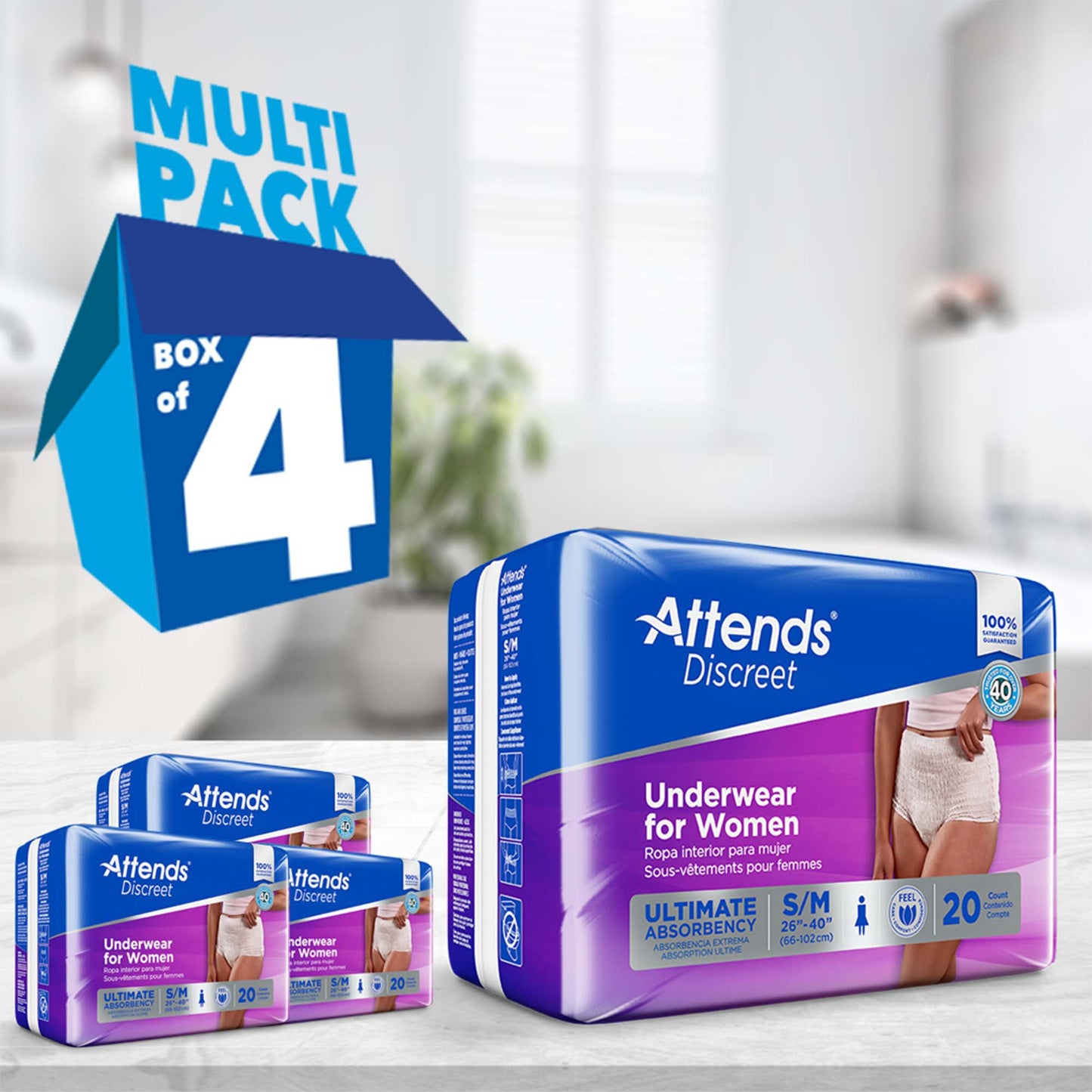 Attends® Discreet Female Adult Absorbent Underwear Pull On with Tear Away Seams Medium Disposable Heavy Absorbency (1039110_BG)