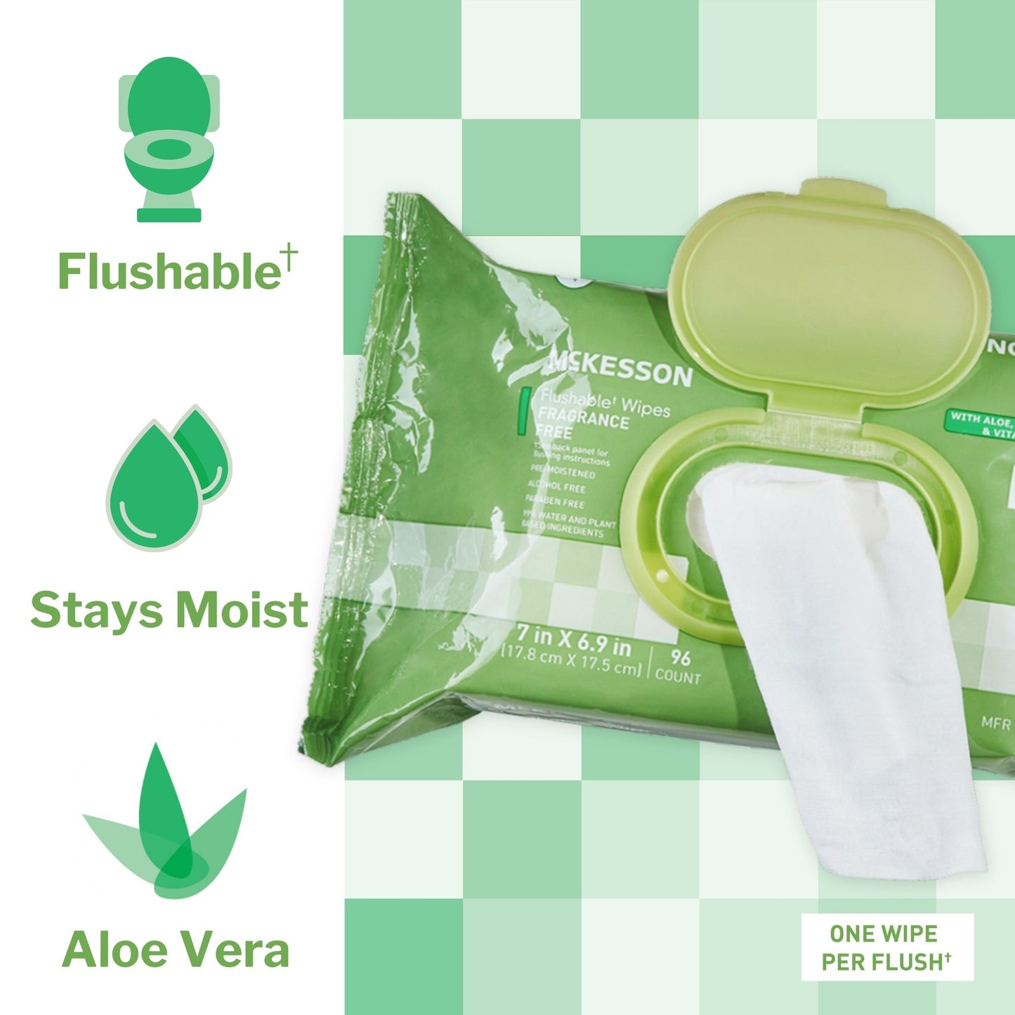McKesson Flushable Personal Wipe Soft Pack Unscented 96 Count (1241751_PK)