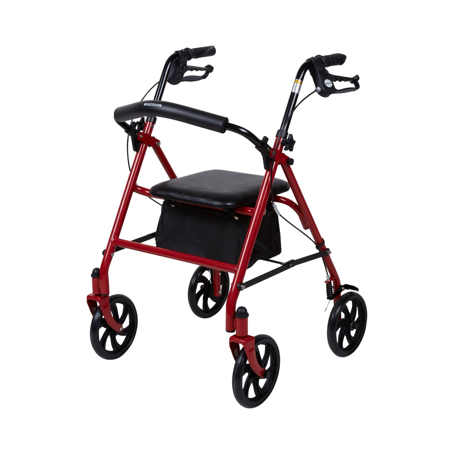 McKesson 4 Wheel Rollator Red Adjustable Height / Folding Steel Frame (1065268_EA)