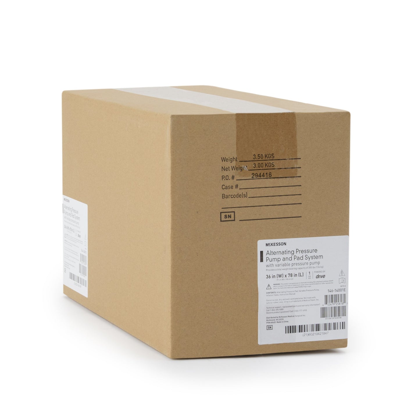 McKesson Variable Pressure Pump and Mattress Pad System Pressure Redistribution 78 L X 36 W Inch For Mattresses (1128902_CS)