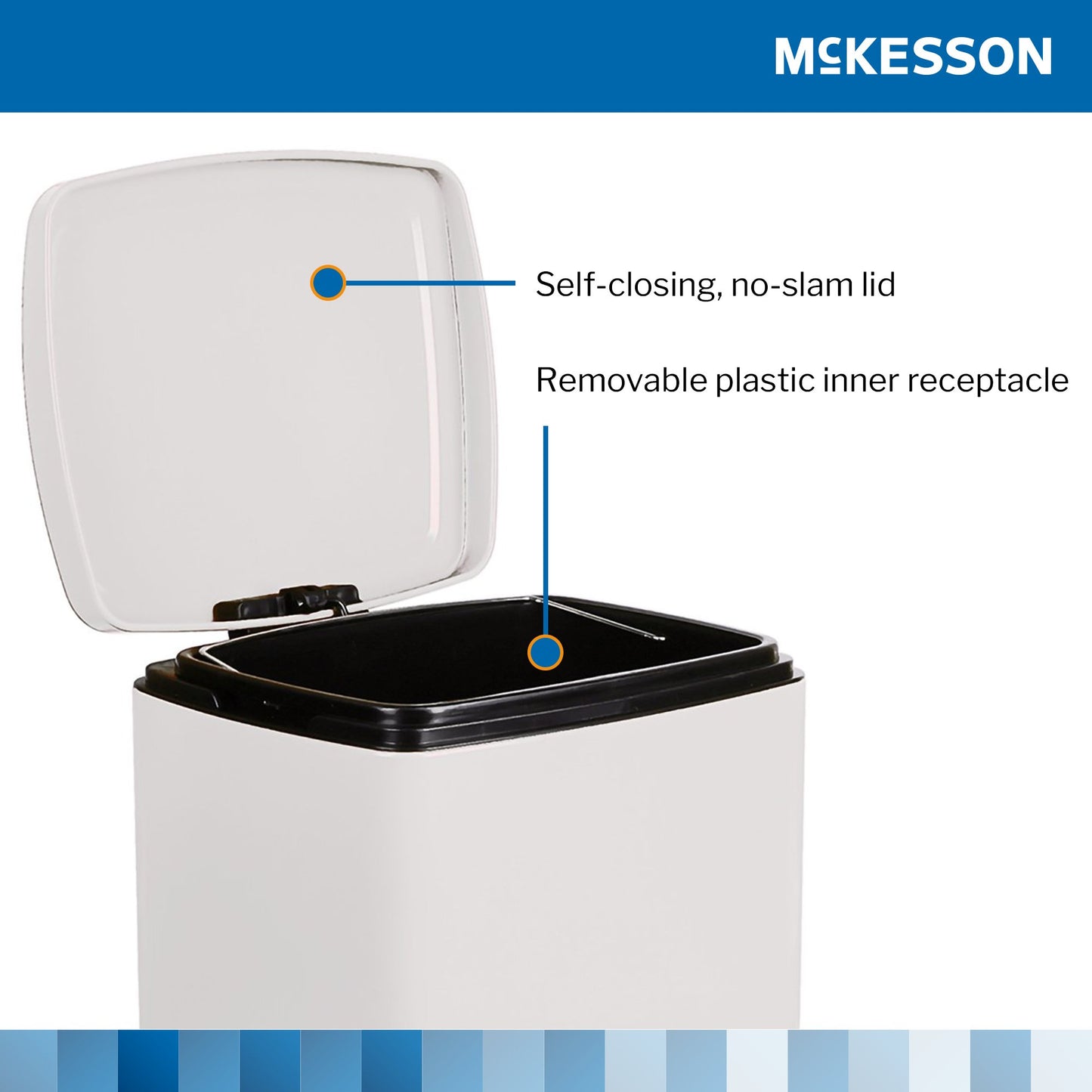 McKesson Trash Can 20 Quart / 5 gal. White Metal Square (1223684_EA)