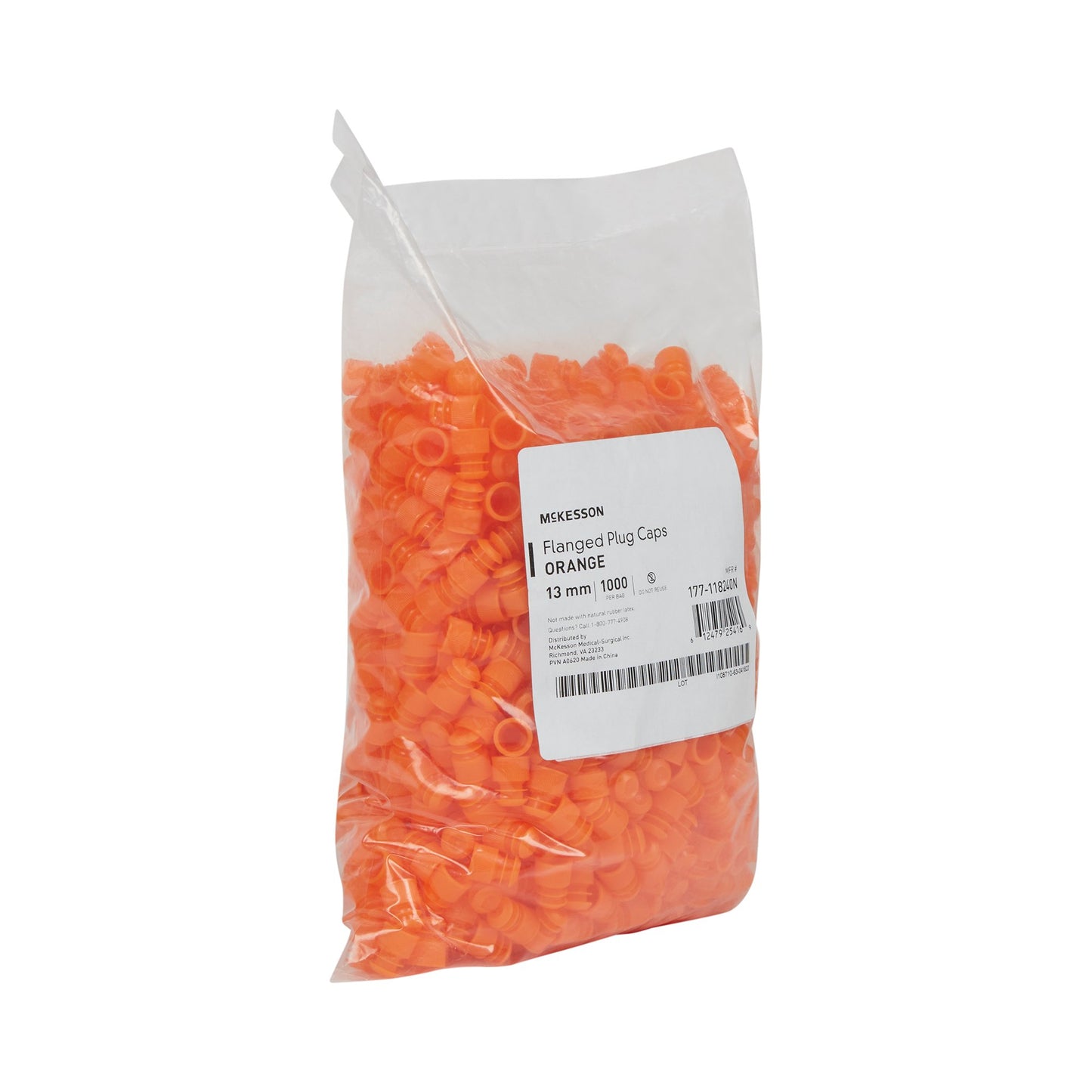 McKesson Tube Closure Polyethylene Flanged Plug Cap Orange 13 mm For Use with 13 mm Blood Drawing Tubes, Glass Test Tubes, Plastic Culture Tubes NonSterile (1175282_CS)