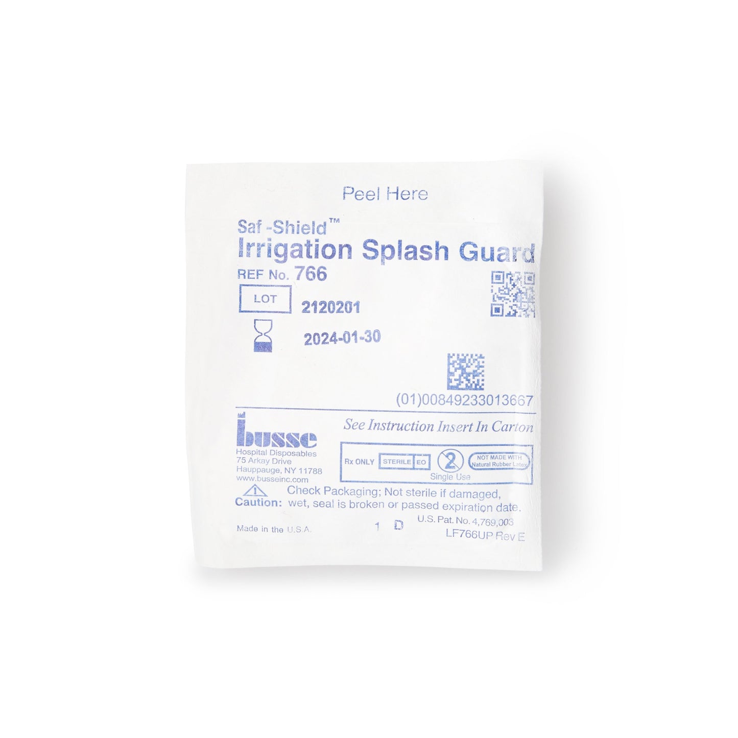 Saf-Shield* Irrigation Splash Guard 2 Exit Portals, Clear, Plastic, Angled Inlet, Sterile (455907_CS)