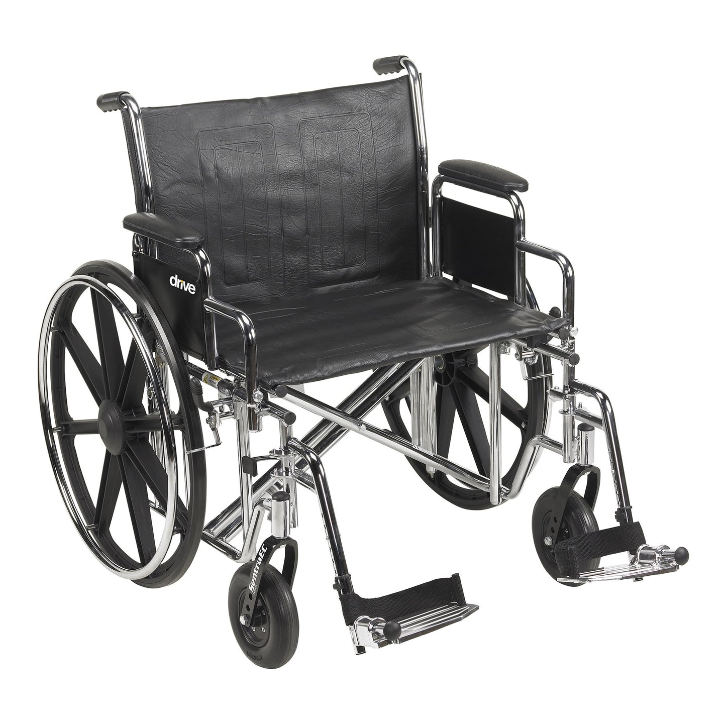 McKesson Bariatric Wheelchair Dual Axle Desk Length Arm Swing-Away Footrest Black Upholstery 24 Inch Seat Width Adult 450 lbs. Weight Capacity (1065288_EA)