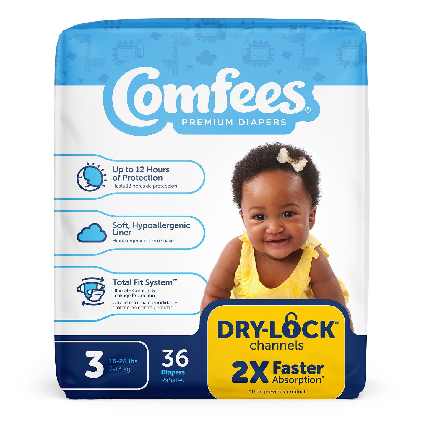 Comfees® Unisex Baby Diaper Size 3 Disposable Moderate Absorbency (993245_BG)