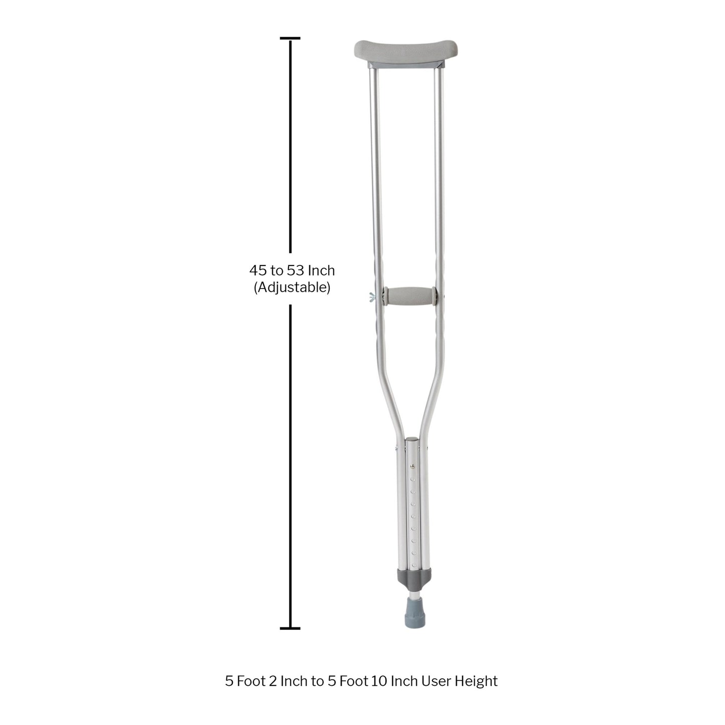 McKesson Underarm Crutches Adult 5 Foot 2 Inch to 5 Foot 10 Inch User Height Aluminum Frame 350 lbs. Weight Capacity (1065294_CS)