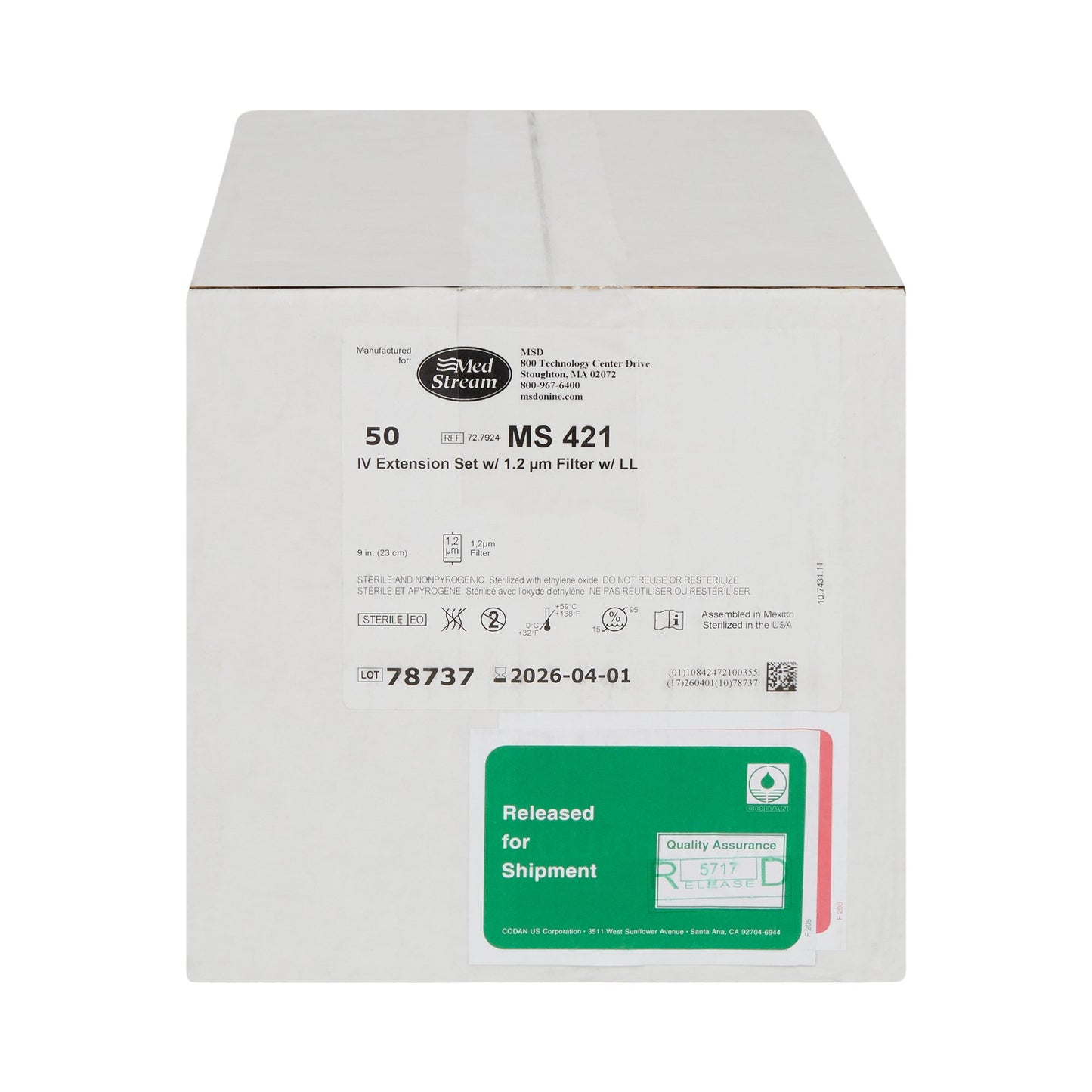 McKesson IV Extension Set Standard Bore 9 Inch Tubing 1.2 Micron Filter Sterile (1139237_EA)
