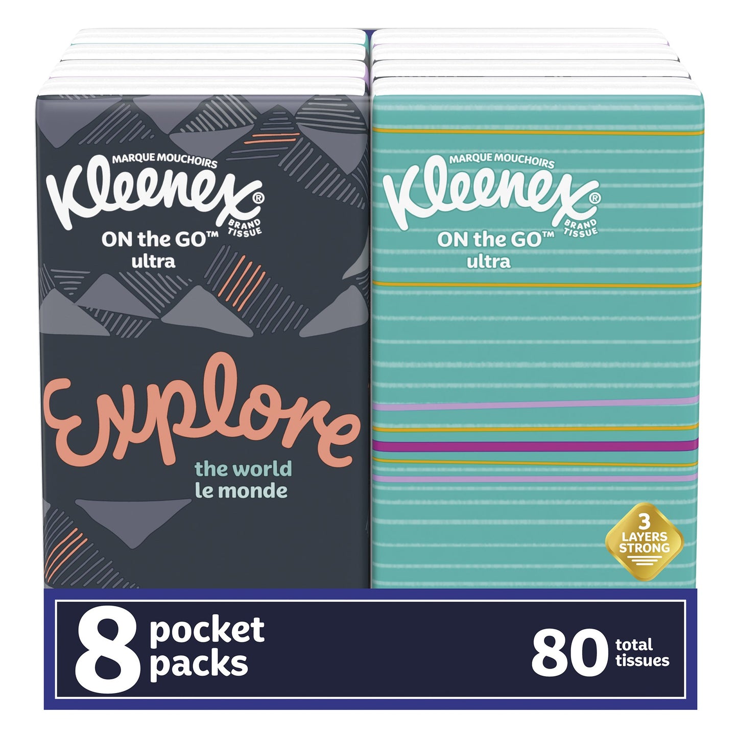 Kleenex® Pocket Pack Facial Tissue White 8-3/5 X 8-3/10 Inch 10 Count (1032437_CS)