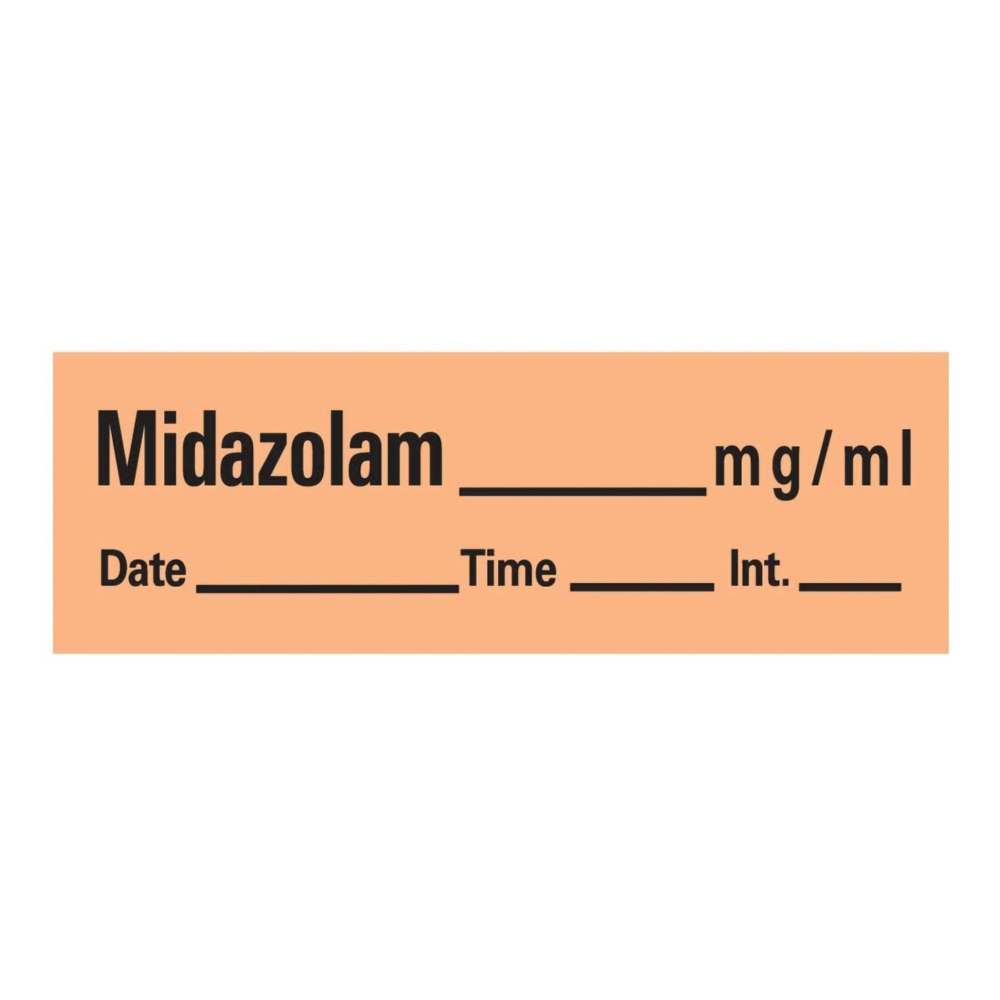 Timemed Drug Label Anesthesia Label Midazolam_mg/mL Date_Time_Int._ Orange 1/2 X 1-1/2 Inch (184630_RL)