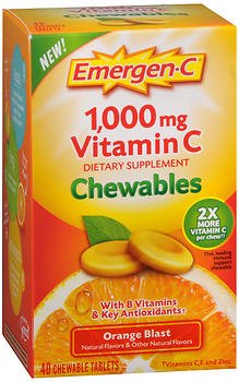 Emergen-C® Vitamin C Supplement Ascorbic Acid 1,000 mg Strength Chewable Tablet 40 per Box Orange Flavor (1049371_EA)