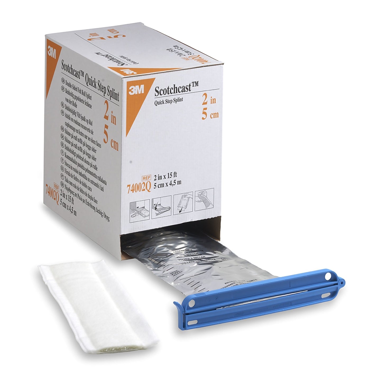 3M™ Scotchcast™ Quick Step Double Sided Felt Padded Splint Roll 2 Inch X 15 Foot Felt / Fiberglass White (983389_CS)