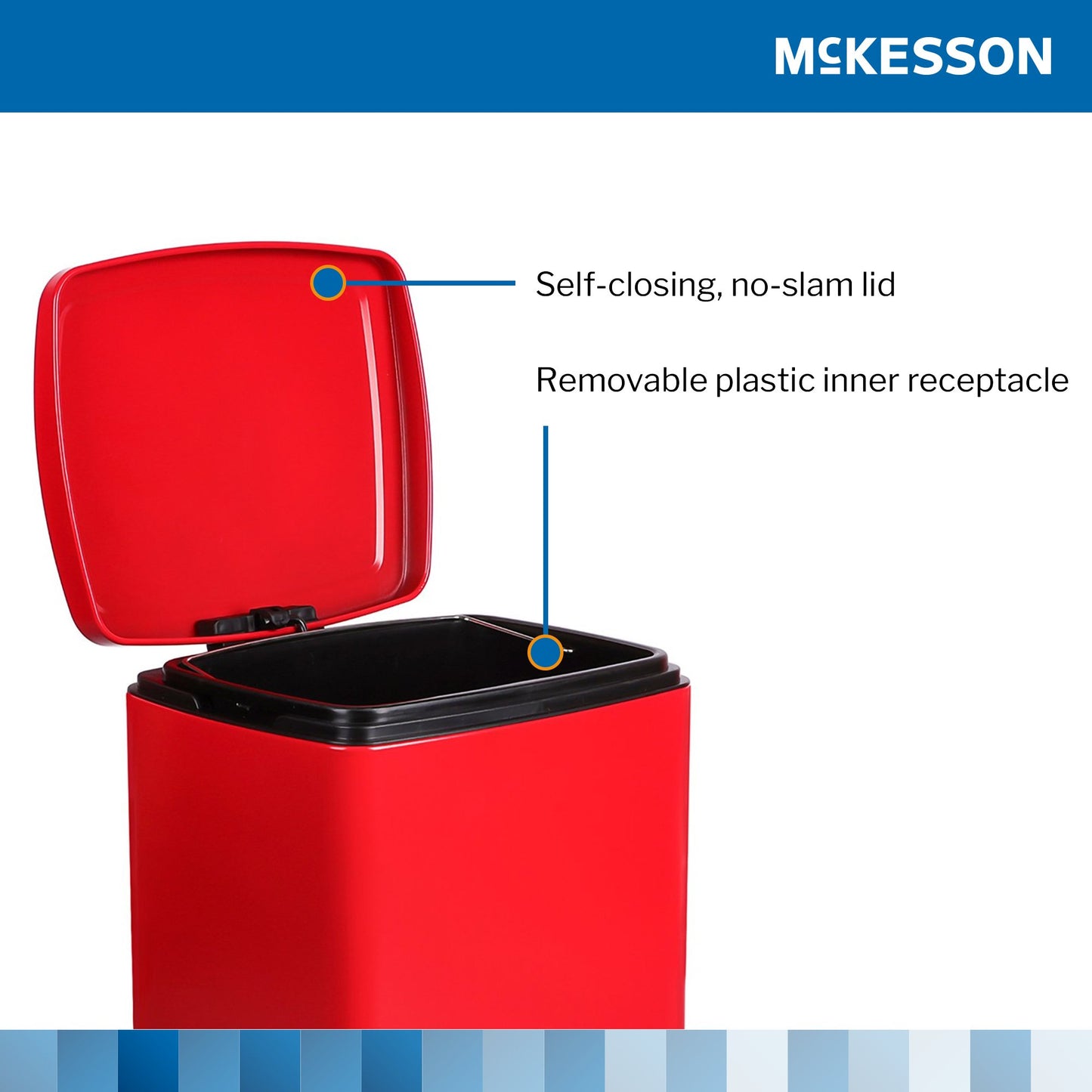 McKesson Trash Can 20 Quart / 5 gal. Red Metal Square (1223689_EA)