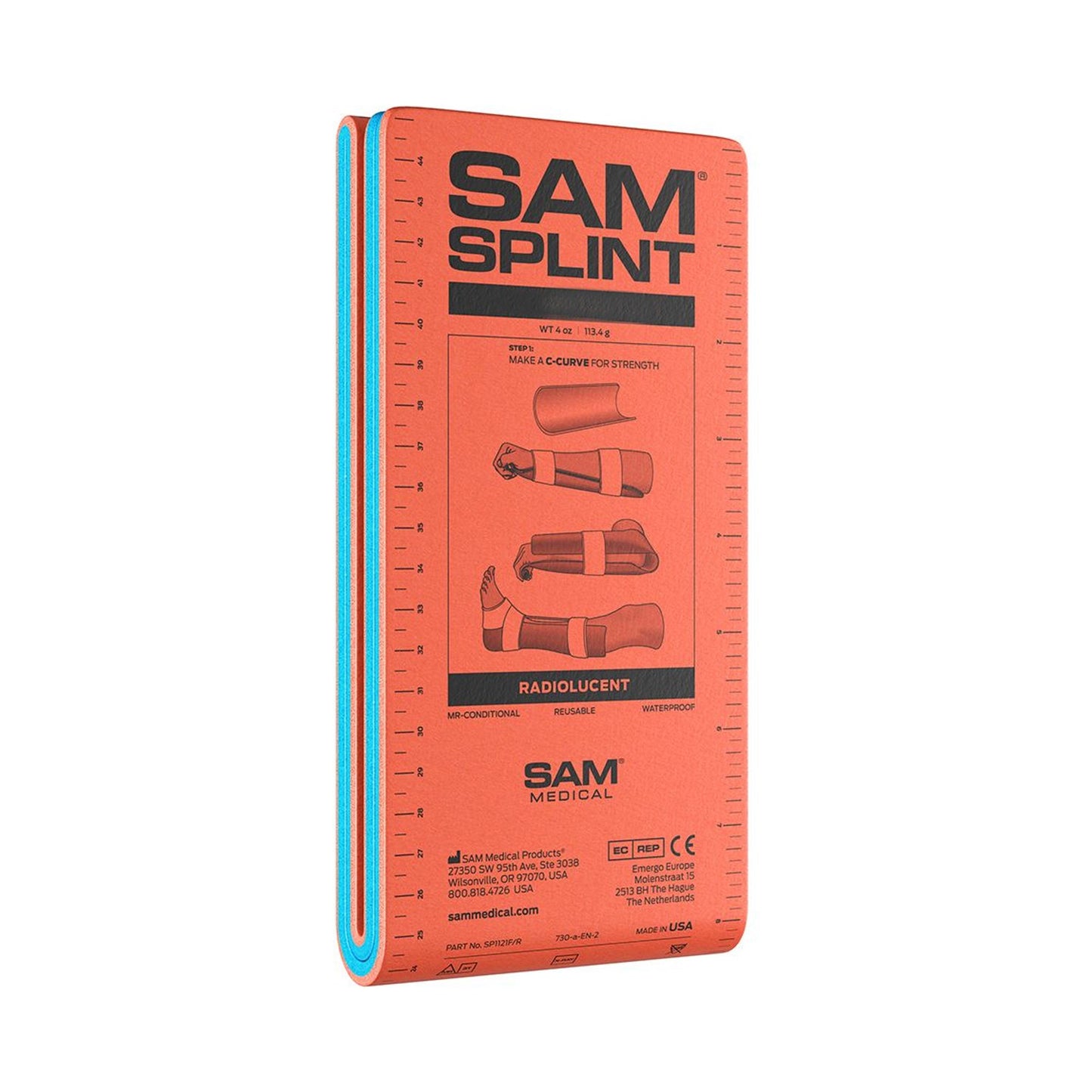SAM® Moldable Splint Folded Splint Foam / Aluminum Orange / Blue 4 X 18 Inch (680934_EA)