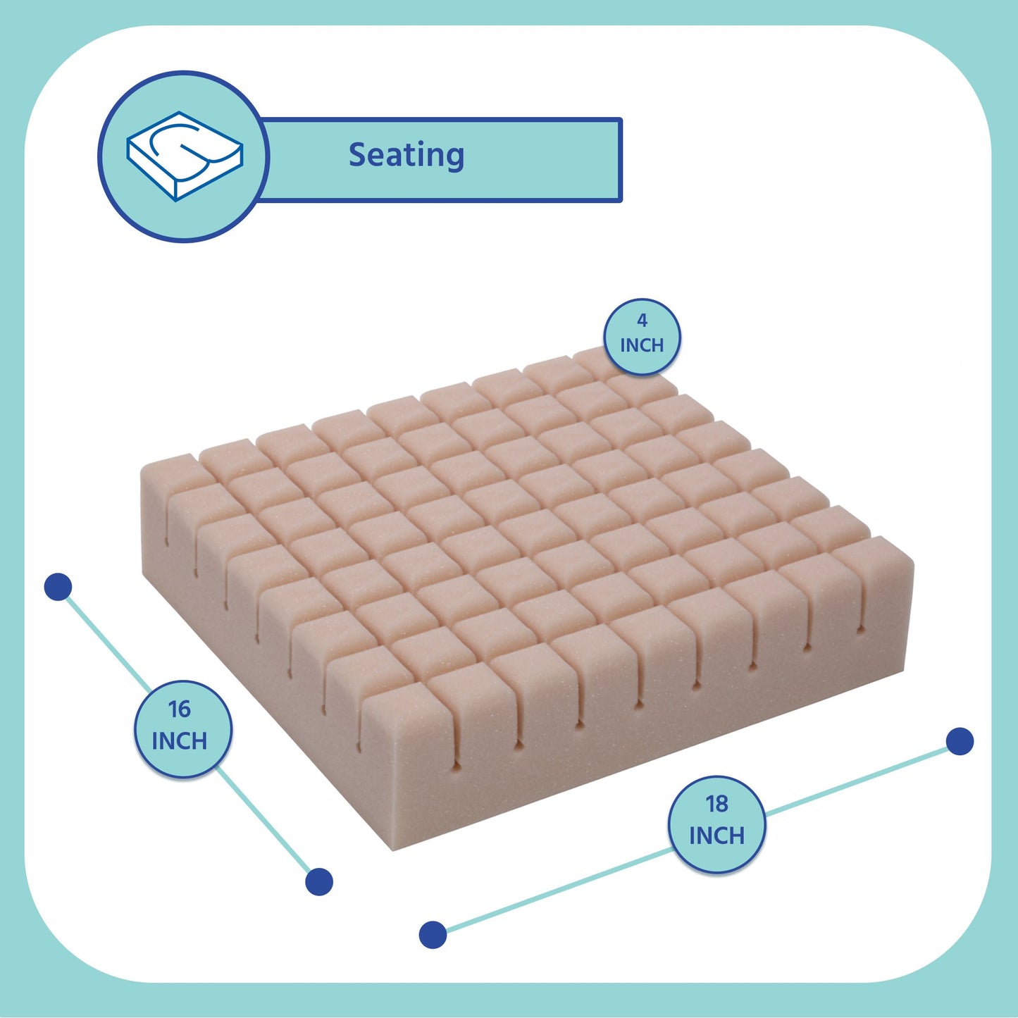 Geo-Matt® Seat Cushion 16 W X 18 L X 4 D Inch Foam (253486_EA)